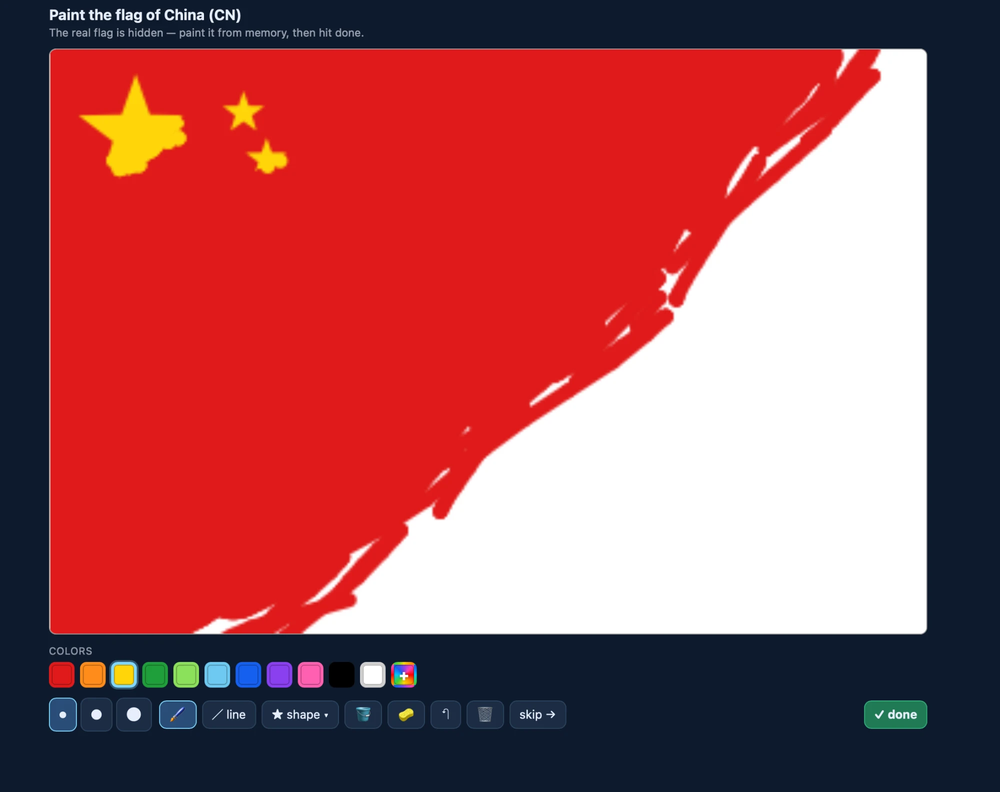 Painting the flag of China from memory